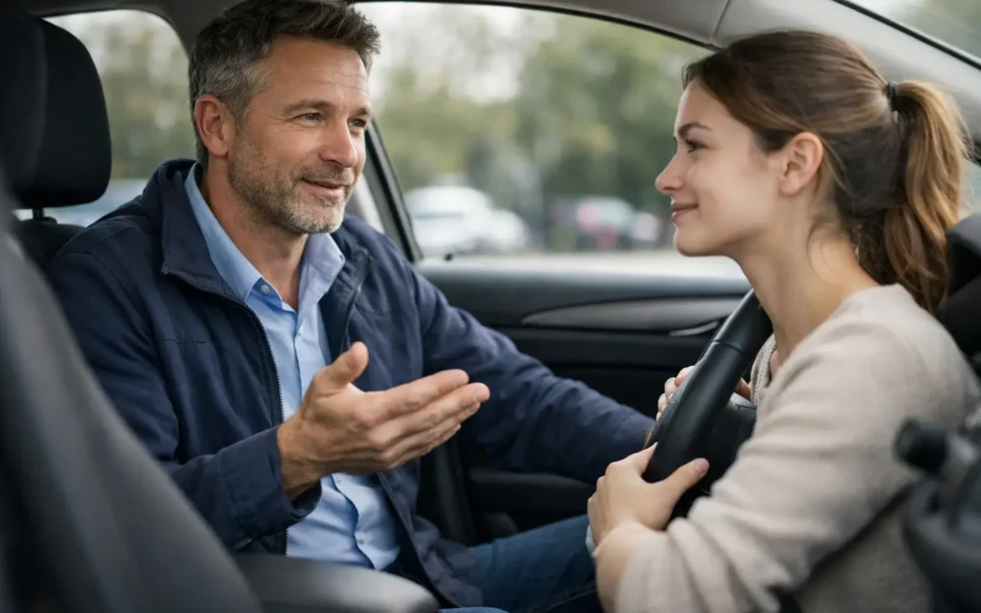 Rijinstructeur met rustige uitleg kiezen